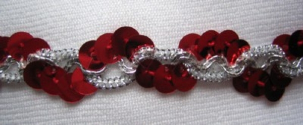 Paillettenband rot-silber